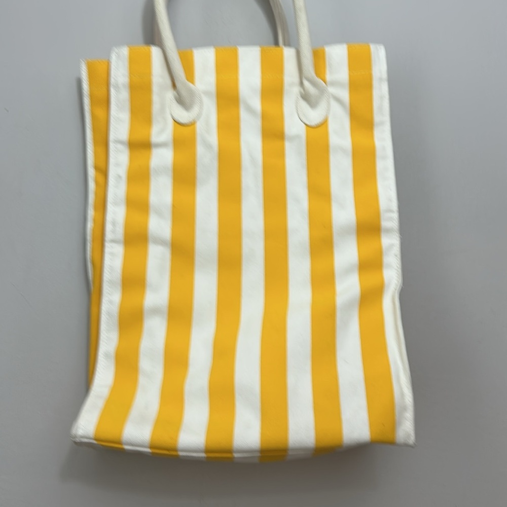 Giorgio Beverly Hills Yellow and White Striped Tote - Picture 5 of 7